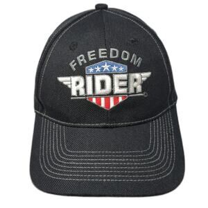 Freedom Rider U.S. Flag Strapback Baseball Cap Black One Size Embroidered CSI
